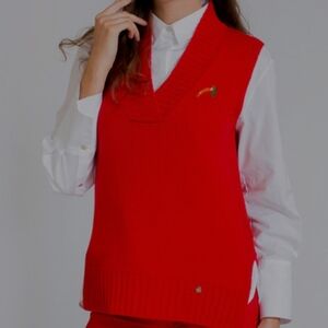 Marc Cain Red Spicy Pepper Sleeveless Pullover Wool Vest - M